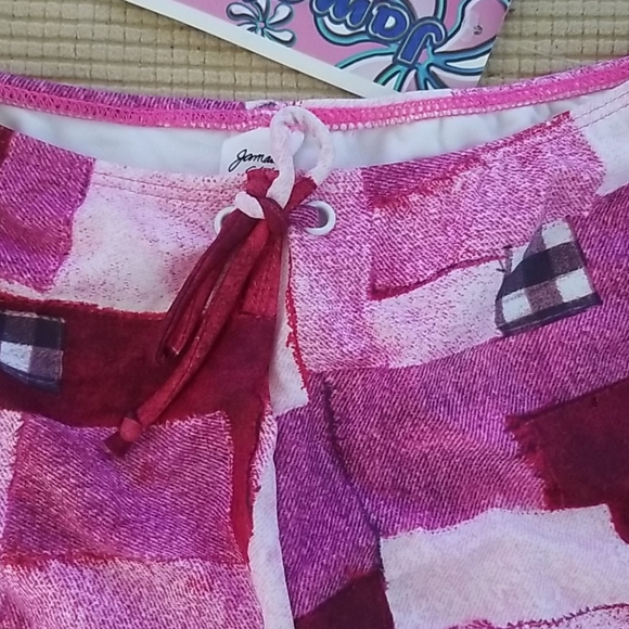 Bikini Bottoms Boy Shorts Small Pink Patch Pattern - Picture 3 of 4